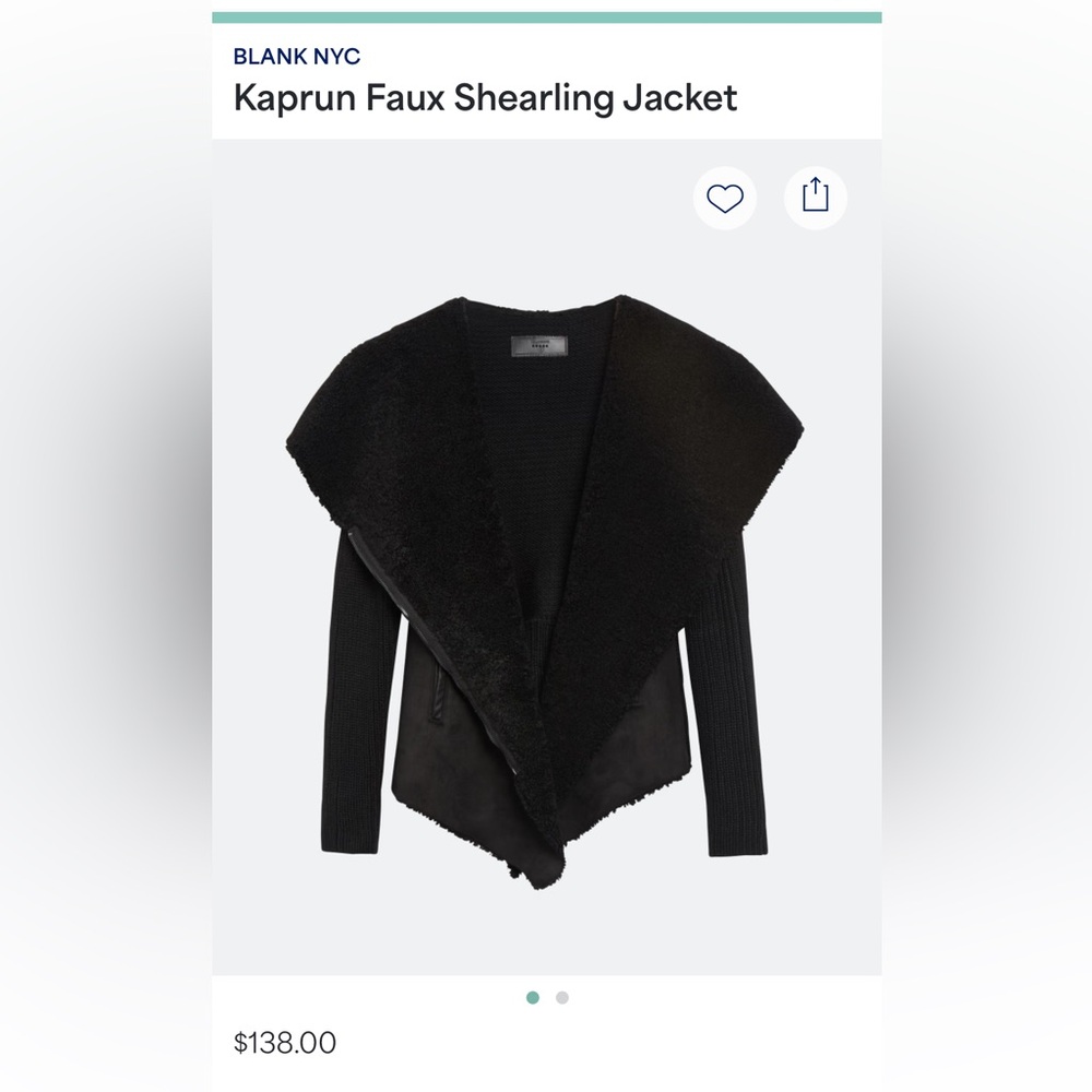 Blank NYC Kaprun Faux Shearling Jacket size M.